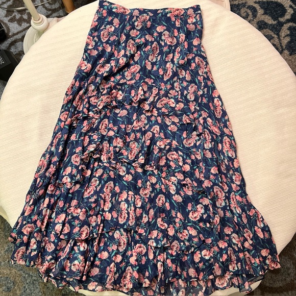 Rebecca Taylor Silk Floral Tiered Maxi Skirt 4 - Picture 1 of 10